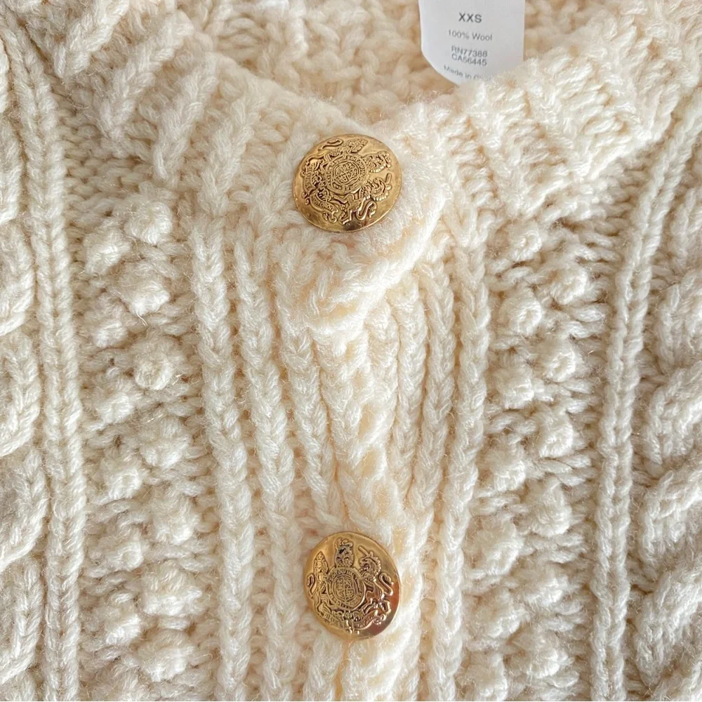 J.crew ivory hand knit button down Sweater